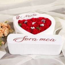 301.Inima * 8 Martie - Sora mea (Rosu) * ARANJAMENTE Trandafiri de Sapun