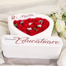 302.Inima * 8 Martie - Doamna Educatoare (Rosu) * ARANJAMENTE Trandafiri de Sapun