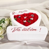 310.Inima * 8 Martie - Va iubim (Rosu) * ARANJAMENTE Trandafiri de Sapun