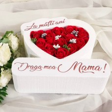 311.Inima * La multi ani - Draga mea Mama (Rosu) * ARANJAMENTE Trandafiri de Sapun