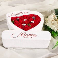 312.Inima * La multi ani - Mama (Rosu) * ARANJAMENTE Trandafiri de Sapun