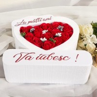 313.Inima * La multi ani - Va iubesc (Rosu) * ARANJAMENTE Trandafiri de Sapun