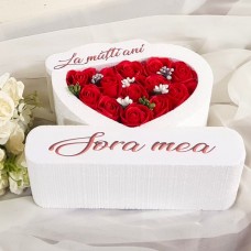 314.Inima * La multi ani - Sora mea (Rosu) * ARANJAMENTE Trandafiri de Sapun