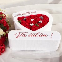 316.Inima * La multi ani - Va iubim (Rosu) * ARANJAMENTE Trandafiri de Sapun