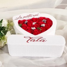 317.Inima * La multi ani - Tata (Rosu) * ARANJAMENTE Trandafiri de Sapun