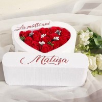 319.Inima * La multi ani - Matusa (Rosu) * ARANJAMENTE Trandafiri de Sapun