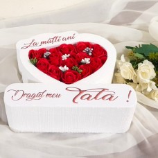 320.Inima * La multi ani - Dragul meu Tata (Rosu) * ARANJAMENTE Trandafiri de Sapun