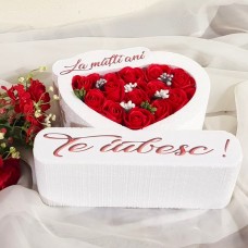 321.Inima * La multi ani - Te iubesc (Rosu) * ARANJAMENTE Trandafiri de Sapun