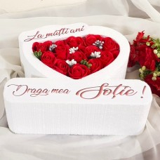 322.Inima * La multi ani - Draga mea Sotie (Rosu) * ARANJAMENTE Trandafiri de Sapun