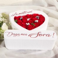 323.Inima * La multi ani - Draga mea Sora (Rosu) * ARANJAMENTE Trandafiri de Sapun