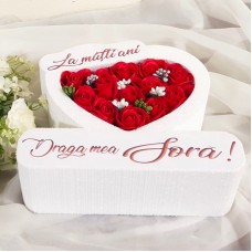 323.Inima * La multi ani - Draga mea Sora (Rosu) * ARANJAMENTE Trandafiri de Sapun
