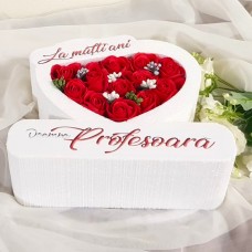 324.Inima * La multi ani - Doamna Profesoara (Rosu) * ARANJAMENTE Trandafiri de Sapun