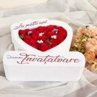 329.Inima * La multi ani - Doamna Invatatoare (Rosu) * ARANJAMENTE Trandafiri de Sapun