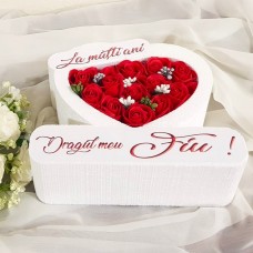 330.Inima * La multi ani - Dragul meu Fiu (Rosu) * ARANJAMENTE Trandafiri de Sapun