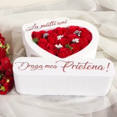 331.Inima * La multi ani - Draga mea Prietena (Rosu) * ARANJAMENTE Trandafiri de Sapun