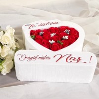 333.Inima * Te iubim - Dragul nostru Nas (Rosu) * ARANJAMENTE Trandafiri de Sapun