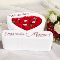 334.Inima * Te iubim - Draga noastra Mama (Rosu) * ARANJAMENTE Trandafiri de Sapun