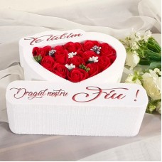 336.Inima * Te iubim - Dragul nostru Fiu (Rosu) * ARANJAMENTE Trandafiri de Sapun