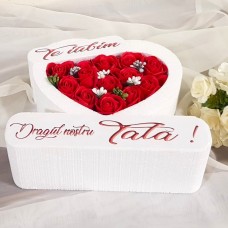 337.Inima * Te iubim - Dragul nostru Tata (Rosu) * ARANJAMENTE Trandafiri de Sapun
