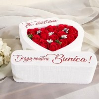 338.Inima * Te iubim - Draga noastra Bunica (Rosu) * ARANJAMENTE Trandafiri de Sapun