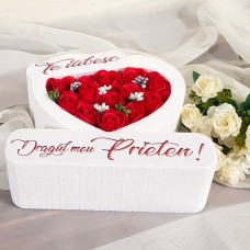 341.Inima * Te iubesc - Dragul meu Prieten (Rosu) * ARANJAMENTE Trandafiri de Sapun