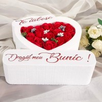 347.Inima * Te iubesc - Dragul meu Bunic (Rosu) * ARANJAMENTE Trandafiri de Sapun
