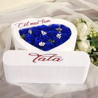 0.Inima * Cel mai bun - Tata (Albastru) * ARANJAMENTE Trandafiri de Sapun