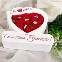 101.Inima * Din inima pentru - Cea mai buna Bunica (Rosu) * ARANJAMENTE Trandafiri de Sapun
