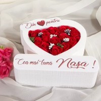 103.Inima * Din inima pentru - Cea mai buna Nasa (Rosu) * ARANJAMENTE Trandafiri de Sapun