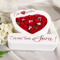105.Inima * Din inima pentru - Cea mai buna Sora (Rosu) * ARANJAMENTE Trandafiri de Sapun