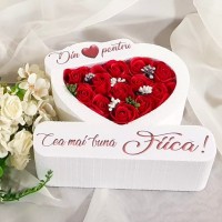 107.Inima * Din inima pentru - Cea mai buna Fiica (Rosu) * ARANJAMENTE Trandafiri de Sapun