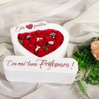 123.Inima * Din inima pentru - Cea mai buna Profesoara (Rosu) * ARANJAMENTE Trandafiri de Sapun