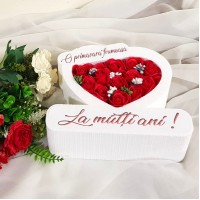 216.Inima * O primavara frumoasa - La multi ani (Rosu) * ARANJAMENTE Trandafiri de Sapun