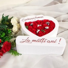 216.Inima * O primavara frumoasa - La multi ani (Rosu) * ARANJAMENTE Trandafiri de Sapun