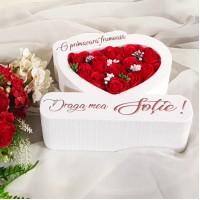 143.Inima * O primavara frumoasa - Draga mea Sotie (Rosu) * ARANJAMENTE Trandafiri de Sapun