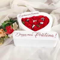 154.Inima * O primavara frumoasa - Draga mea Prietena (Rosu) * ARANJAMENTE Trandafiri de Sapun