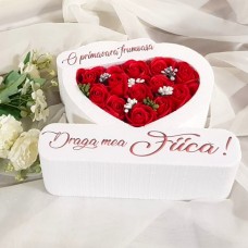 159.Inima * O primavara frumoasa - Draga mea Fiica (Rosu) * ARANJAMENTE Trandafiri de Sapun