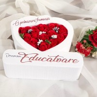 160.Inima * O primavara frumoasa - Doamna Educatoare (Rosu) * ARANJAMENTE Trandafiri de Sapun
