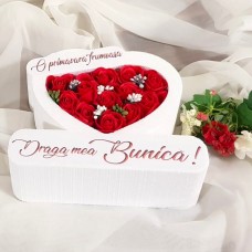 170.Inima * O primavara frumoasa - Draga mea Bunica (Rosu) * ARANJAMENTE Trandafiri de Sapun