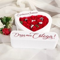 173.Inima * O primavara frumoasa - Draga mea Colega (Rosu) * ARANJAMENTE Trandafiri de Sapun