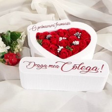 173.Inima * O primavara frumoasa - Draga mea Colega (Rosu) * ARANJAMENTE Trandafiri de Sapun