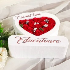 230.Inima * Cea mai buna - Educatoare (Rosu) * ARANJAMENTE Trandafiri de Sapun