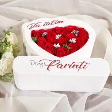 247.Inima * Va iubim - Dragi Parinti (Rosu) * ARANJAMENTE Trandafiri de Sapun