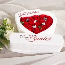 250.Inima * Va iubim - Dragi Bunici (Rosu) * ARANJAMENTE Trandafiri de Sapun