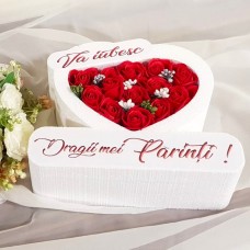 256.Inima * Va iubesc - Dragii mei Parinti (Rosu) * ARANJAMENTE Trandafiri de Sapun