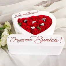 264.Inima * La multi ani - Draga mea Bunica (Rosu) * ARANJAMENTE Trandafiri de Sapun
