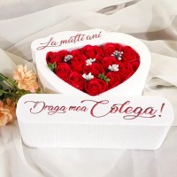 267.Inima * La multi ani - Draga mea Colega (Rosu) * ARANJAMENTE Trandafiri de Sapun