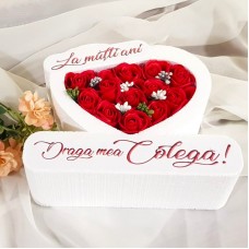 267.Inima * La multi ani - Draga mea Colega (Rosu) * ARANJAMENTE Trandafiri de Sapun