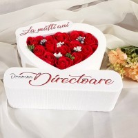 270.Inima * La multi ani - Doamna Directoare (Rosu) * ARANJAMENTE Trandafiri de Sapun