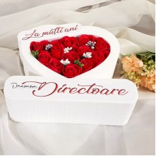 270.Inima * La multi ani - Doamna Directoare (Rosu) * ARANJAMENTE Trandafiri de Sapun